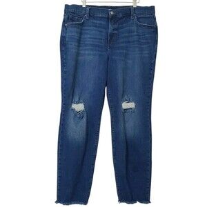 Old Navy Women's Jeans Plus Size 20 OG Straight High-Rise Distressed Raw Hem